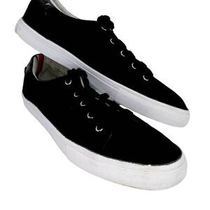 Tommy Hilfinger Designer Womens Pre-owned Black Velvet Sneakers - sz. 9M